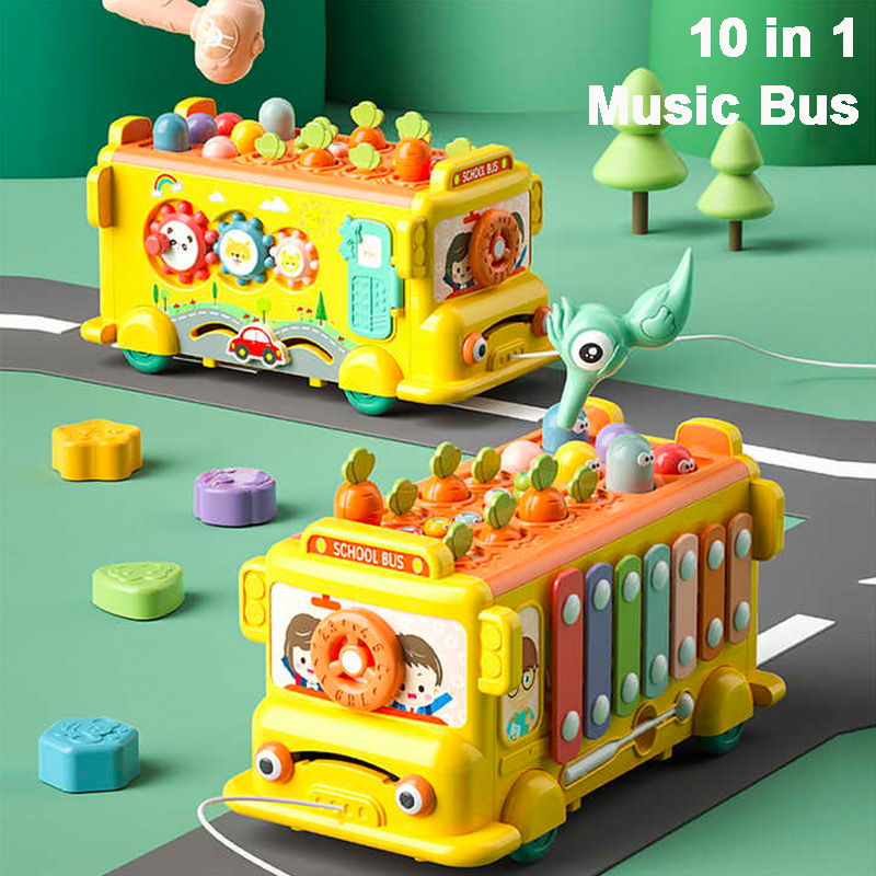 Kids Education Music - 10 in 1Multifunction Xylophone Bus Car