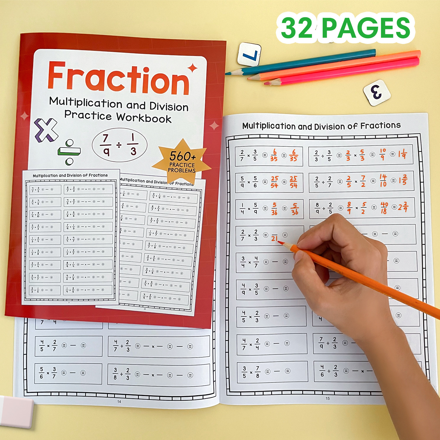 Kids Education Age - 32 Pages A4 Fraction Multiplication Division
