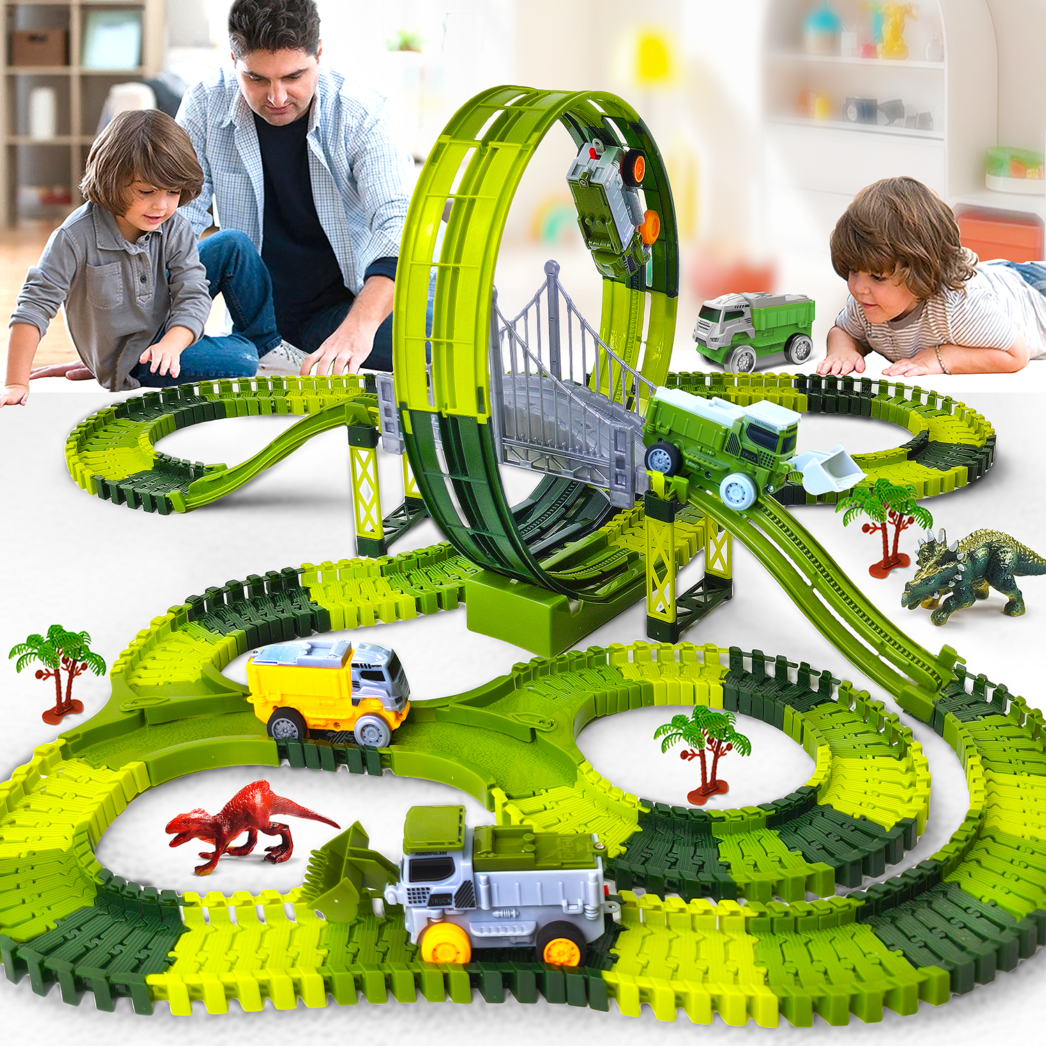 Dinosaur toy race track featur - Kids Educational Device reseña y precio