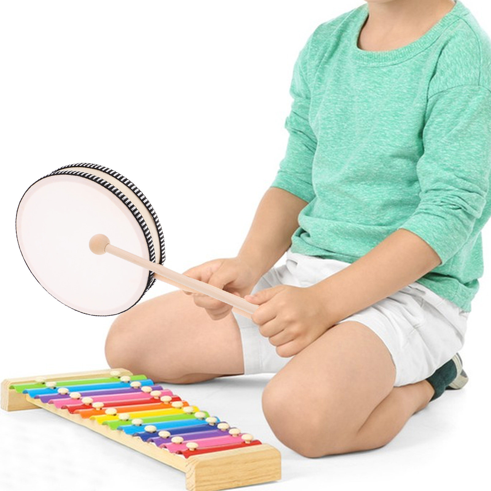 1Set Hand Drum Compact Wooden  - Kids Education Music reseña y precio
