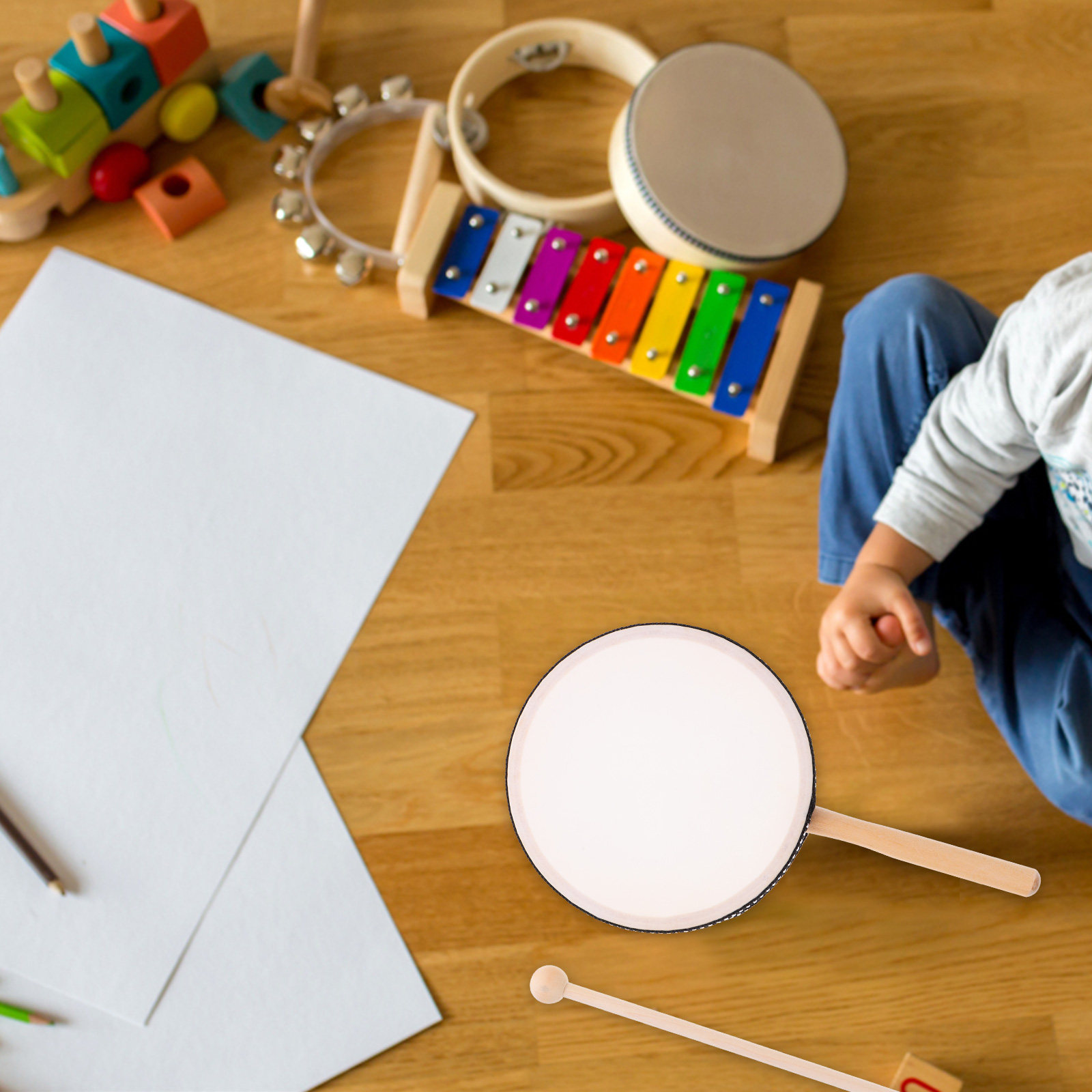 1Set Hand Drum Compact Wooden  - Kids Education Music reseña y precio