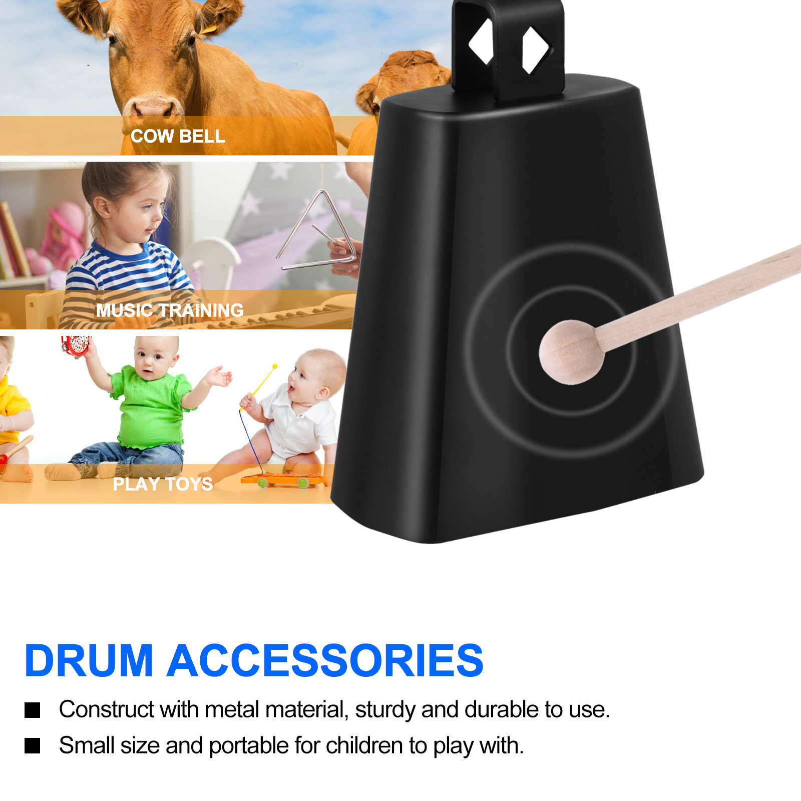 Metal Cow Bell Percussion Inst - Kids Education Music reseña y precio